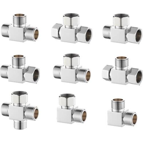 All copper union tee joint water heater angle valve one in two out four-way 4 branch pipe valve water distributor accessories1/2