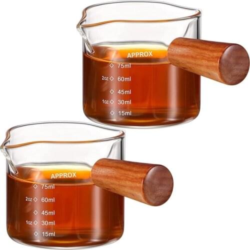 Double Spout Espresso Glass Coffee Double Spouts Glass Espresso Measuring Glass Coffee Carafe Glass With Handle
