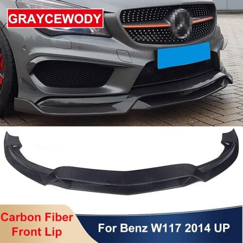 W117 R Style Real Carbon Fiber Front Bumper Lip Spoiler Protector For Benz CLA220 CLA260 CLA45 AMG Sport 2014 Up Car Styling