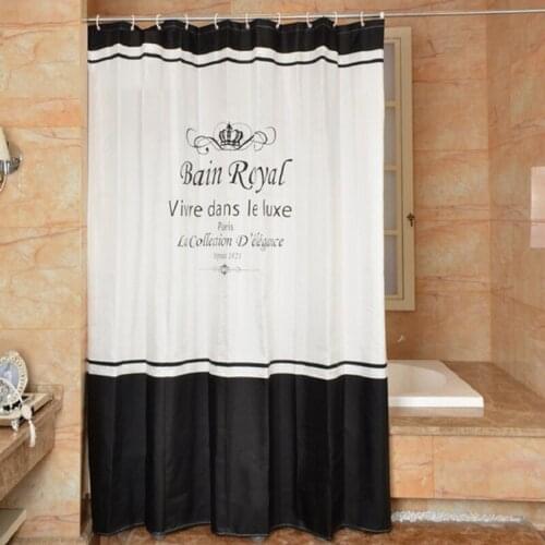 Crown Printed Shower Curtain Thicker Waterproof Mildewproof Bathroom Curtain Black White Polyester Fabric Hook Shower Curtains