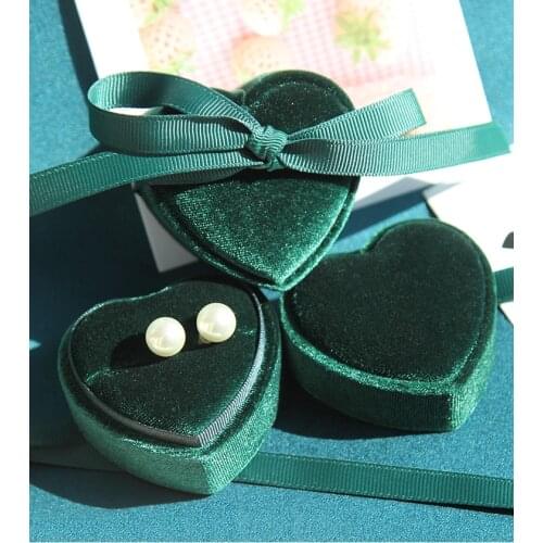 New Jewelry box gift ring box Bowknot Jewelry Organizer Box heart-shaped corduroy cloth necklace box ring packing box