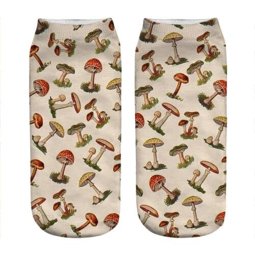 Womens socks kawaii Retro Mushrooms pattern Printed Socks Woman harajuku Happy Funny Novelty cute girl gift Socks for women