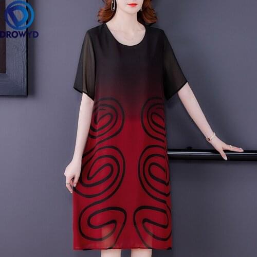 Summer Vintage Chiffon Midi Dresses Elegant Casual Print Thin Mulberry Silk Sundress 2021 Women Elegant Bodycon Party Vestidos