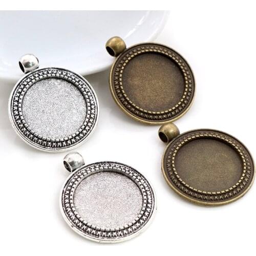 5pcs 20mm Inner Size Antique Silver Plated Bronze Classic Style Cabochon Base Setting Charms Pendant