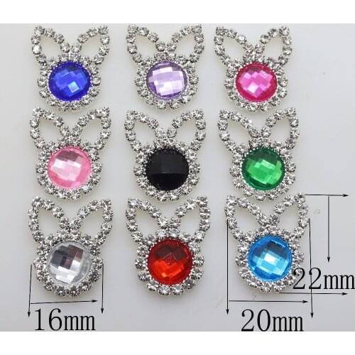 Fashion 10Pc 20*22mm Rabbit ears button Acrylic rhinestone brass Button Wedding inviations decorate clothing beauty accessories