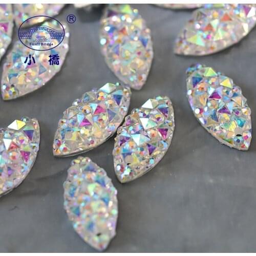 100pcs Glitter Acrylic Rhinestones For Clothes Diy AB Glue On Rhinestones Decorative Flatback Horse Eye Rhinestone S110