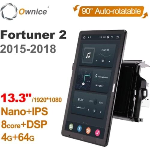 1920*1080 Ownice 1 Din Android 10.0 Car Radio forToyota Fortuner 2 2015 - 2018 GPS Audio Player 13.3 Inch Auto Rotatable Nano