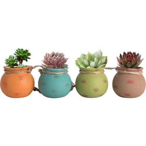 4 PCS Ceramic Succulent Flower Pot New Mini Cute Solid Color Flower Ceramics Flowers Planter Pots Home Office Decor Plant Jug