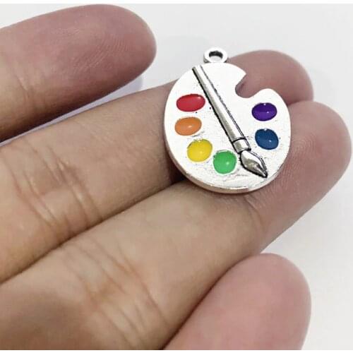 4pcs Bright Artist Paint Palette Charms 19x27mm Tibetan Silver Plated Pendants Antique Jewelry Making DIY Handmade Craft