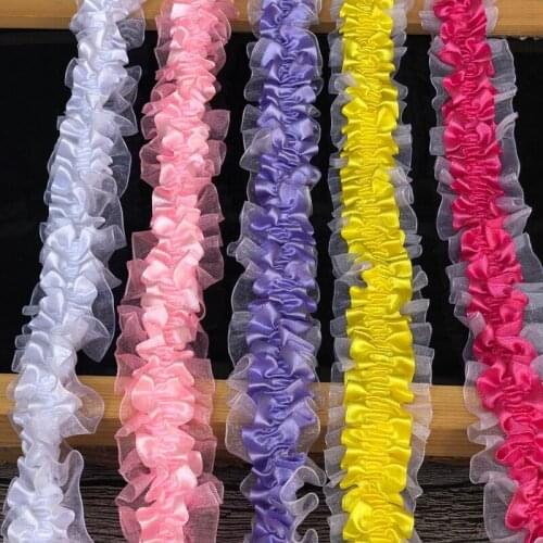 4 cm elastic chiffon lace baby hair ribbon diy children Stretch lace trim accessories hair hoop material lace