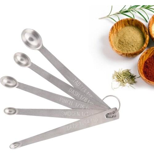 5pcs/Set Small Measuring Spoon Stainless Steel Coffee Measuring Spoons Tea Seasoning Multiple Size Measuring Spoon Kitchen Tools