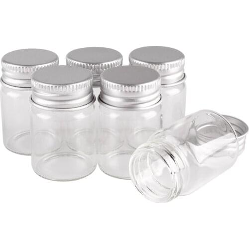 5pcs 12ml 27*40mm Clear Glass Bottles with Aluminum Caps Glass Jars Potion bottles Glass Vials Spice Jars