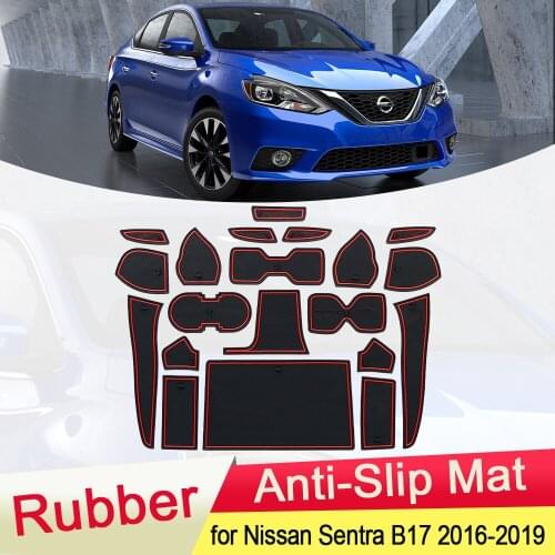Car Accessories Mat Phone Pad Door Groove Cup for Nissan Sentra Facelift Pulsar Sylphy Rubber 2016 2018 2019 B17 Stickers