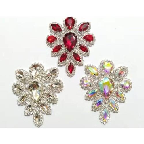 Free Shipping 12pcs/lot Crystal Bridal Applique for Wedding Gown Rhinestone Trimming Bridal Sash Rhinestone Patch LSAP032