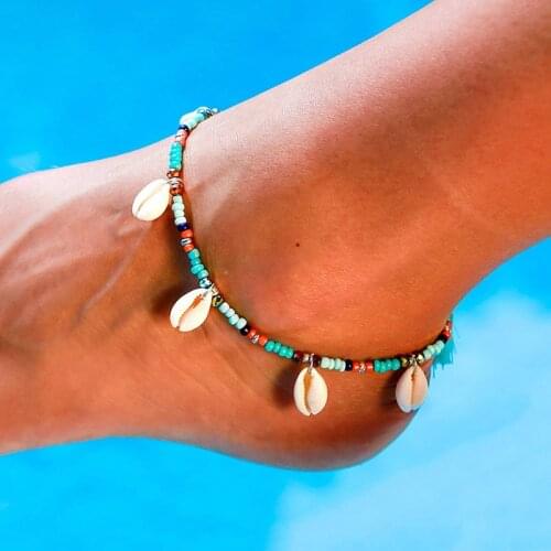 Aprilwell Anklets Bracelets For Women Sandals Summer Beach 2021 Fashion Beaded Chain Y2k Jewelry Shell Tassel Schmuck Gift Egirl
