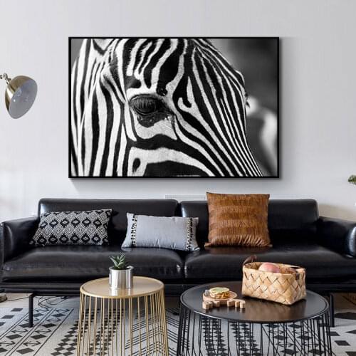 Black and White Zebra Head Wall Art Posters and Prints Animal Art Picture Canvas Painting for Living Room Home Decor Quadros