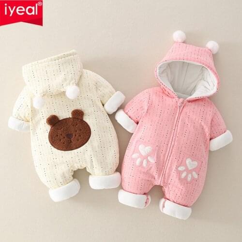 IYEAL Newborn Baby Romper Winter Costume Baby Boys Clothes Coral Fleece Warm Baby Girls Clothing Animal Overall Baby Jumpsuits