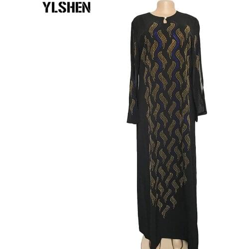 Long African Dresses For Women Party Glitter Diamonds Dashiki Fashion Muslim Maxi Dress Africa Clothing Robe African Clothes