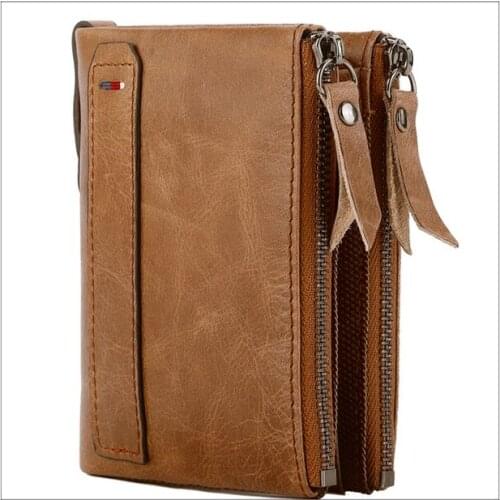 Men Short Wallet Oil Wax Cowhide Wallets High Quality Coin Purse Cash Card Holder