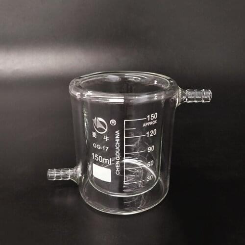 Double-deck beaker,Low form with tick marks,150ml,Double-layer cold trap with graduations,Photocatalytic reaction bottle