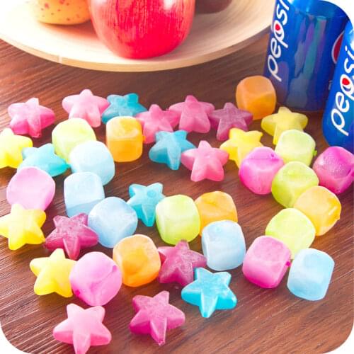 20pcs Multicolour Star Shaped Ice Cubes Plastic Reusable Ice Cube Picnic Keep Drink Cool Physical Cooling Bar Tool