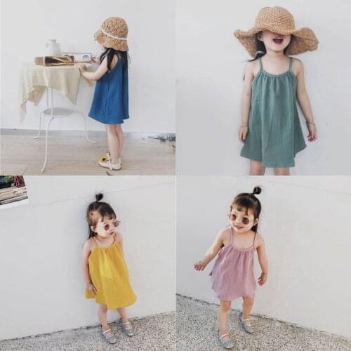 Summer Baby Girl Dress Sling Strap Macaron A-line Princess Dresses For Girl Holiday Beach Vestidos Infantil