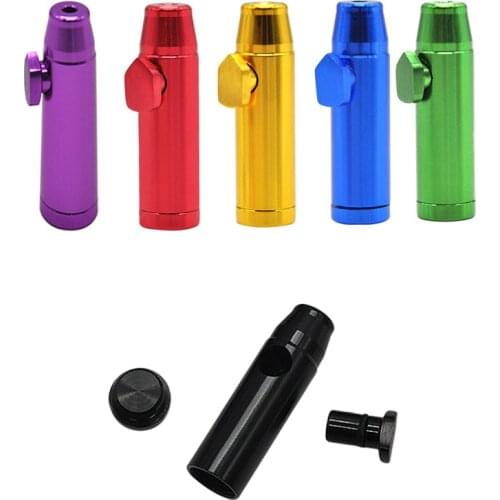 Metal Snuff Snorter Sniffer Pipe Snuff Dispenser Flat Bullet Shape Rocket Snuff Snorter Sniffer Pipe Aluminum Alloy Mini Pipe