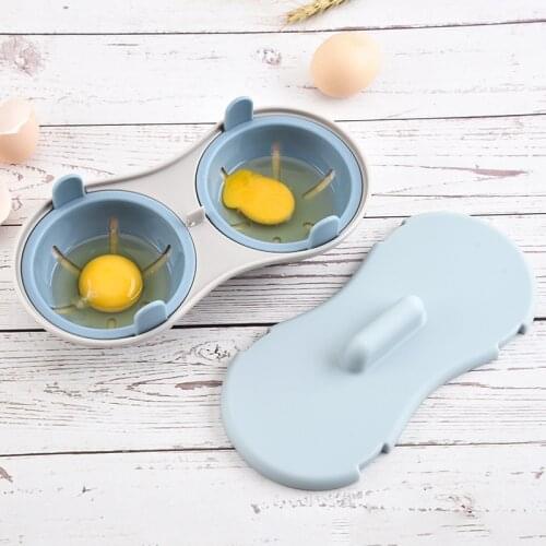 Microwave Double Egg Poacher Maker Poached Eggs Cooker Steamer Kitchen Gadget Dishwasher Heat Resistant Microwave Egg Poacher