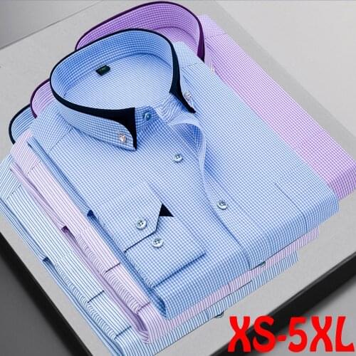 Mens Fashion Business Shirt Long Sleeve Slim Striped Shirt Simple Formal Shirt