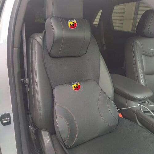 Genuine leather Soft Memory Car Seat Headrest Neck Pillow Comfortable Cushion For ABARTH 70th 124 GT Spider 695 pista Scorpione