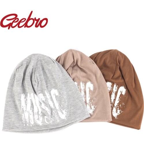 Geebro Handmade Soft Beanies Hat Wmoen Men Fashion Letter Bonnet Gorras Solid Color Rock Hip Hop Bonnet Caps