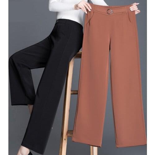 New Spring Autumn Wide-leg Pants Middle-aged Women Pants Plus size Outer Trousers Casual Womens Elasticity Pants 5XL 45/85KG