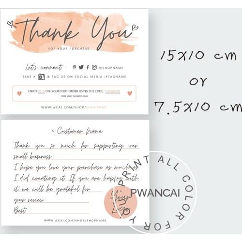 DIY Printable Thank You Card for your purchase Note, Thanks Card With Coupon Marketing For Small Business Insert Order 10X14cm