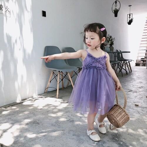 Girl Baby V-necktie Dress Summer Childrens Korean Childrens Fairy Lace Princess dress