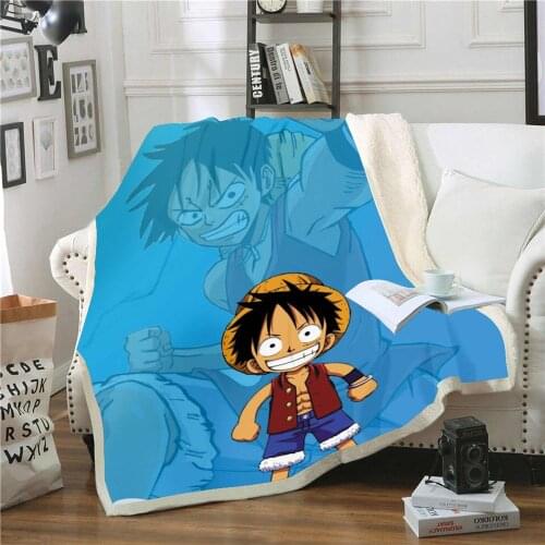 Anime One Piece 3D Digital Printed Plush Fleece Blanket Adult Fashion Quilts Home Office Washable Duvet Casual Kids Blanket