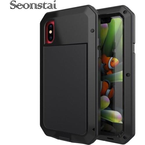 For iphone 8 Shockproof Aluminum Metal Case for iPhone X 7plus Armor Anti-knock Cases for iPhone 6s 6plus 5 5s Hard Iron Cover