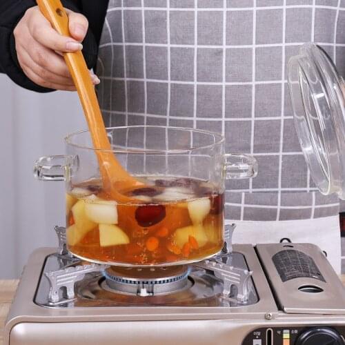 Transparent Glass Saucepan Soup Pot Instant Noodles Glass Bowl With Handle Lid Heat-resistant Porridge Pot Kitchen Cooking Tools