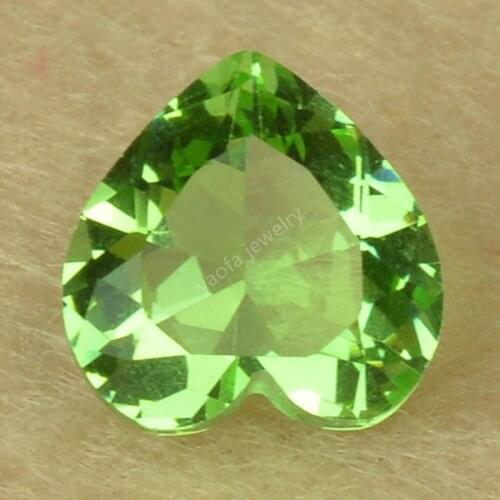 Sale 3x3~15x15mm 5A Apple Green Color Glass Stone Heart Shape Brilliant Cut Loose Synthetic Gemstone For Jewelry Making
