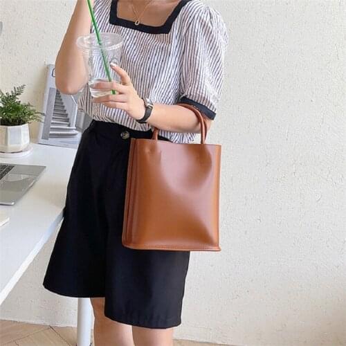 New female bag student hand bag women fashion trend handbag high quality PU leather large-capacity vertical small square bag