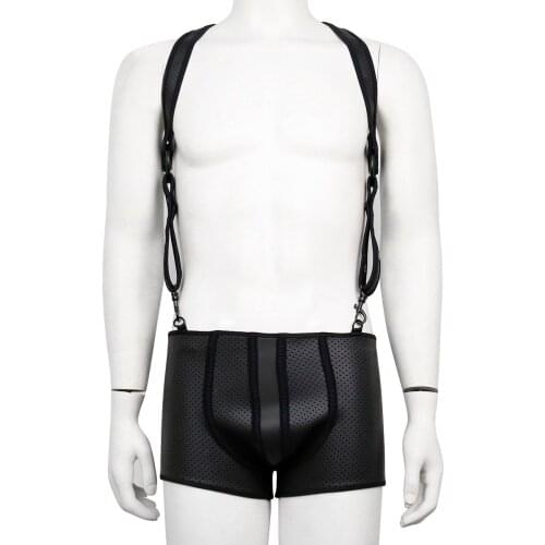 Sex Neoprene Male Flirt Underwear Gay Erotic Briefs Sexy Men Shorts Gay Suspenders Underpants Sex Clothing BDSM Cosplay clothing