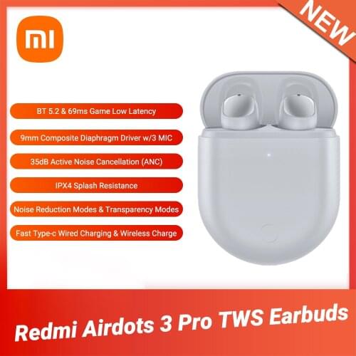 Xiaomi Redmi AirDots 3 Pro Blutooth 5.2 TWS Earphone Support Wireless Charge IPX4 Waterproof Headphones True Wireless Headset