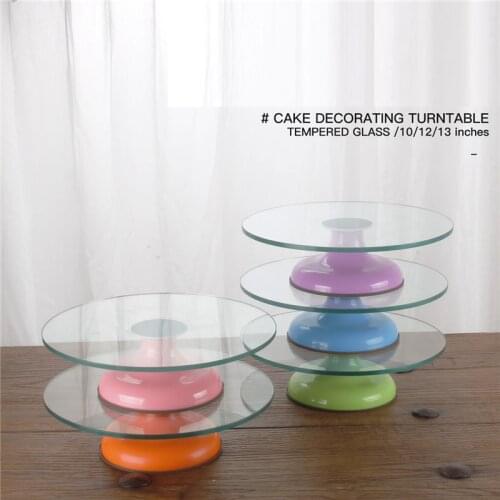 12-inch Tempered Glass Rotary Plate Cream Decorating birthday cake Turntable anti-rotation sliding Table Baking Tools