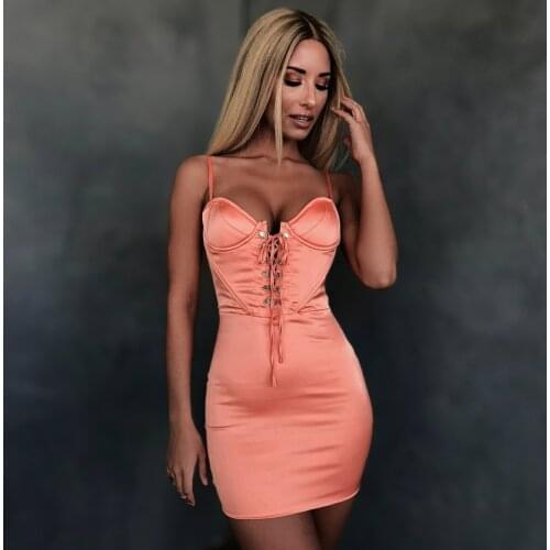 Simple Lace Up Cut Out Sleeveless Bandage Dress For Women Spaghetti Strap Off Shoulder Tight Waist Mini Bodycon Party Dress