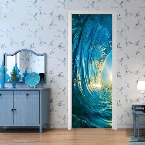 2 pcs/set Gate 3D Stickers DIY Mural Bedroom Home Decor Poster PVC 3D Surf Waterproof Imitation 3D Door Sticker Wallpaper Decal