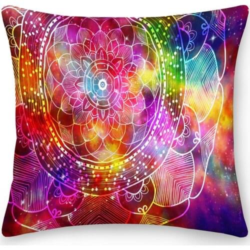 2 Sides Ethnic Flowers Bohemian Pillow Case Polyester Square Cushion Cover Throw Pillow Shame Office Sofa Pillow Home Decoration