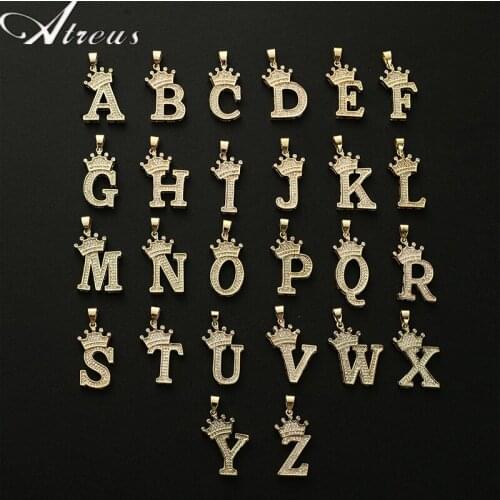 26 Letter Crown Pendant for Jewelry Making A-Z Zircon Crystal DIY Charms for Women Necklace&Bracelets Earring Handmade Craft