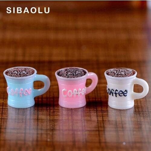 3pcs Simulation Food Coffee Cup Mini figurine Decor Fairy Garden cartoon character statue Model Resin craft toys ornaments