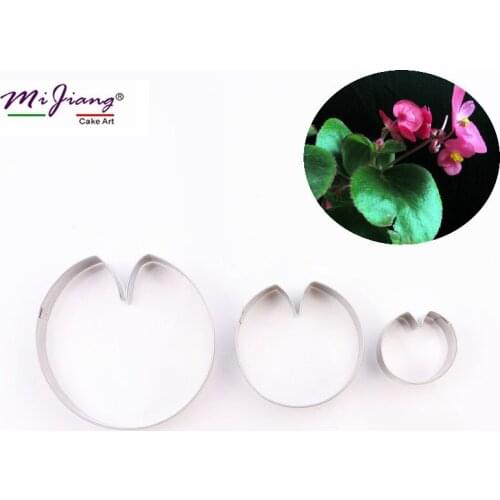 3pcs/set Mijiang Stainless Steel Lotus Leaf Cutters Set DIY Cake Decorating Tools Fondant Cookie Cutter Slicers Bakeware A407