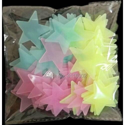300 Sets 70pcs/set 3.8cm Decal Glow In The Dark Baby Kids Bedroom Home Decor Color Stars Luminous Fluorescent Wall Stickers