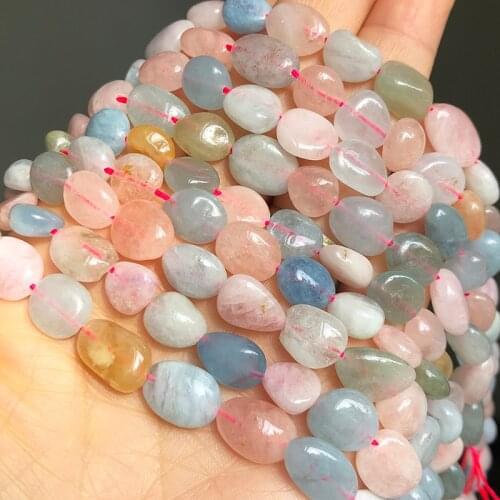 8-10mm Natural Irregular Colorful Morganite Stone Beads Oval Loose Spacer Beads For Jewelry Making DIY Bracelet Earring 15"Inch